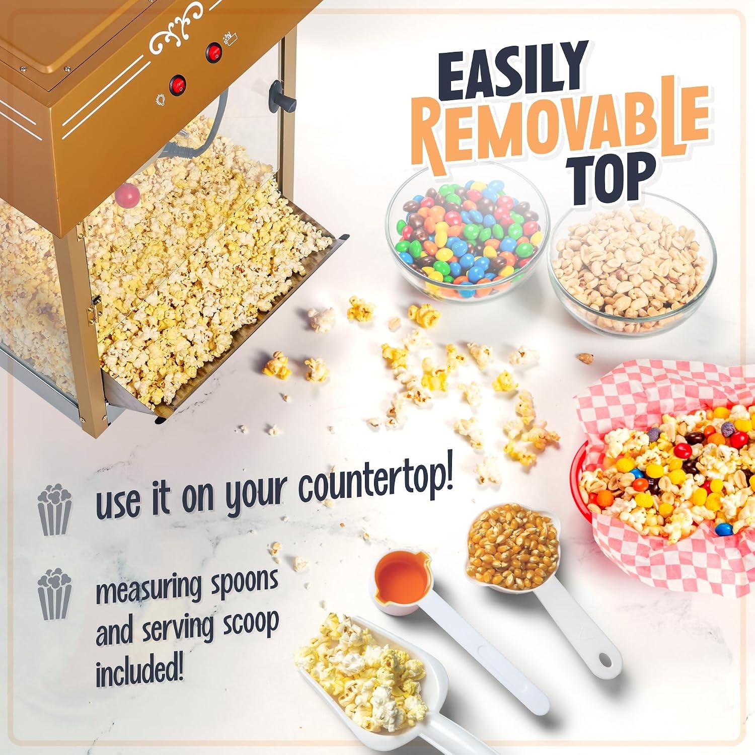 image:imageNostalgia Popcorn Maker Machine  Professional Cart With 10 Oz Kettle Makes Up to 40 Cups  Vintage Lincoln Popper Popcorn Machine Movie Theater Style  BlackBlack