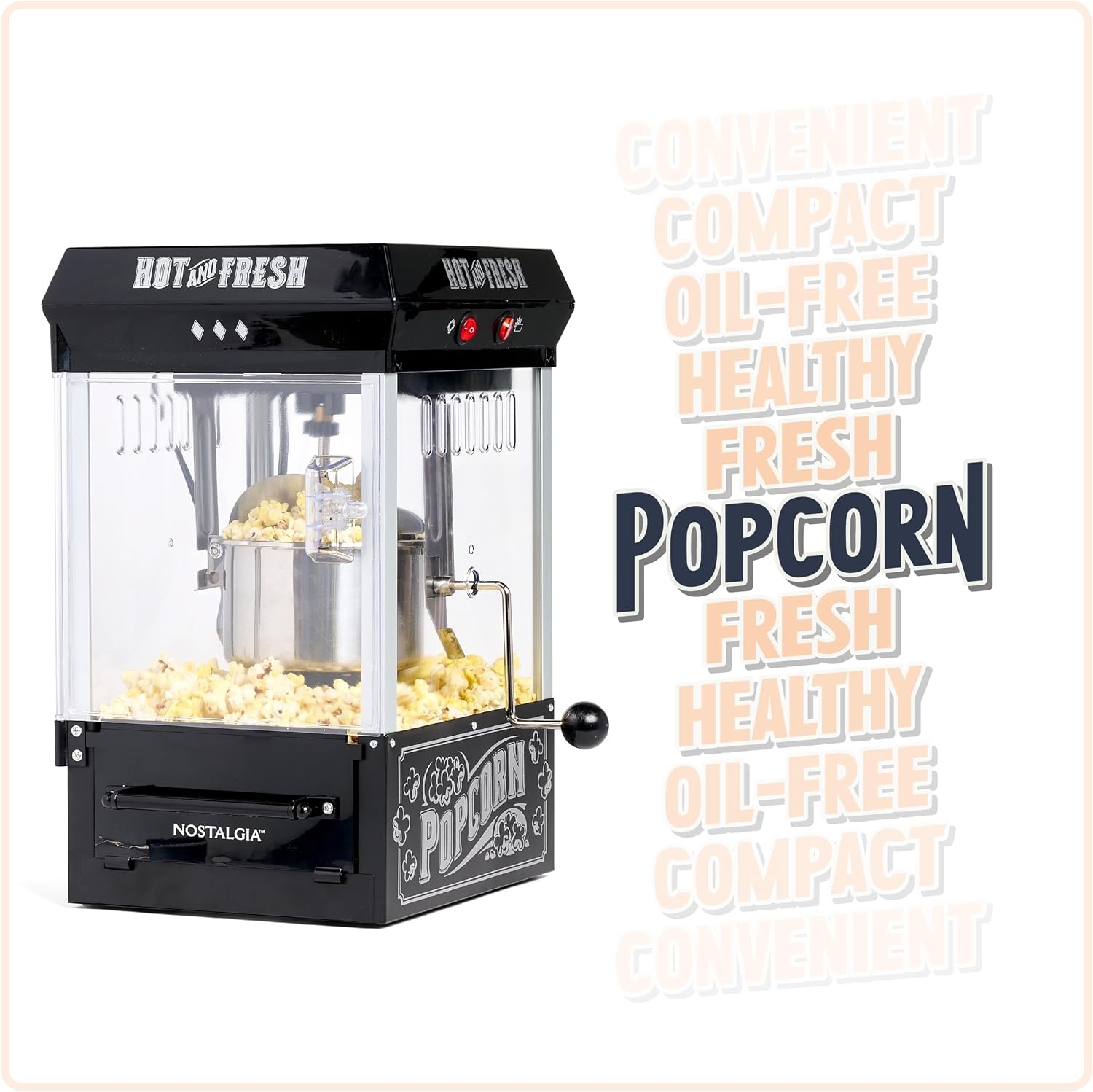 image:imageNostalgia Popcorn Maker Machine  Professional Cart With 25 Oz Kettle Makes Up to 10 Cups  Vintage Popcorn Machine Movie Theater Style  Red amp WhiteBlack