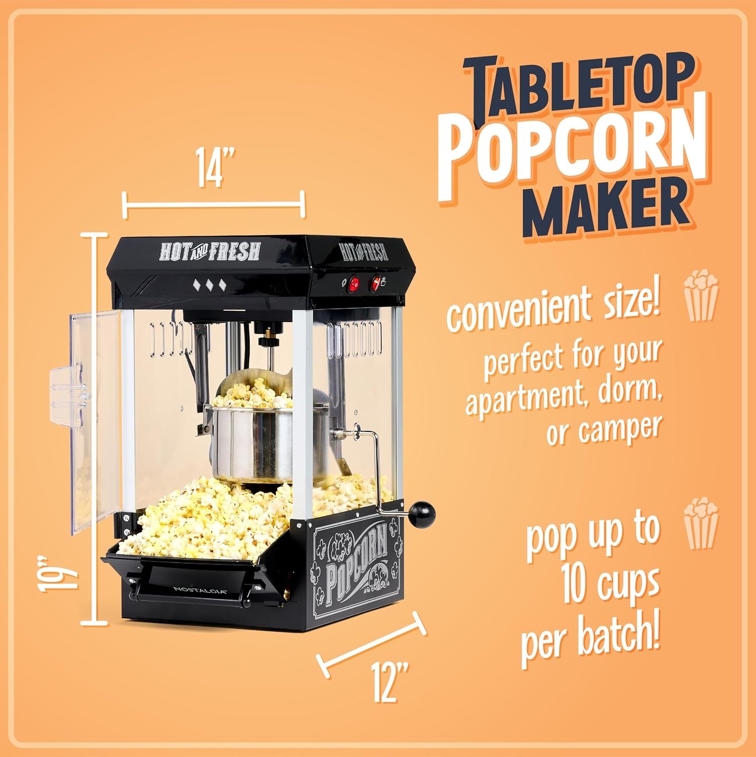 image:imageNostalgia Popcorn Maker Machine  Professional Cart With 25 Oz Kettle Makes Up to 10 Cups  Vintage Popcorn Machine Movie Theater Style  Red amp WhiteBlack