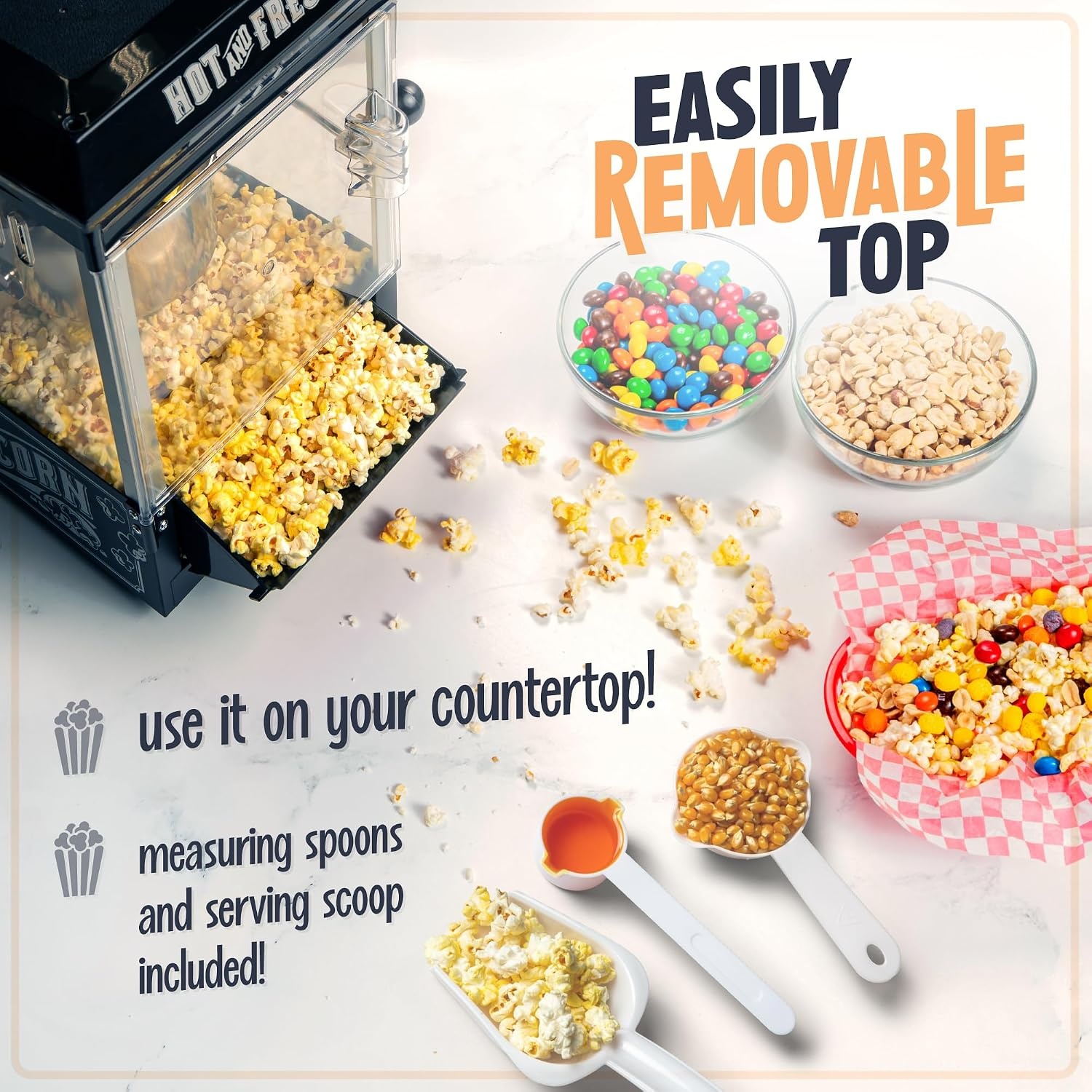 image:imageNostalgia Popcorn Maker Machine  Professional Cart With 25 Oz Kettle Makes Up to 10 Cups  Vintage Popcorn Machine Movie Theater Style  Red amp WhiteBlack