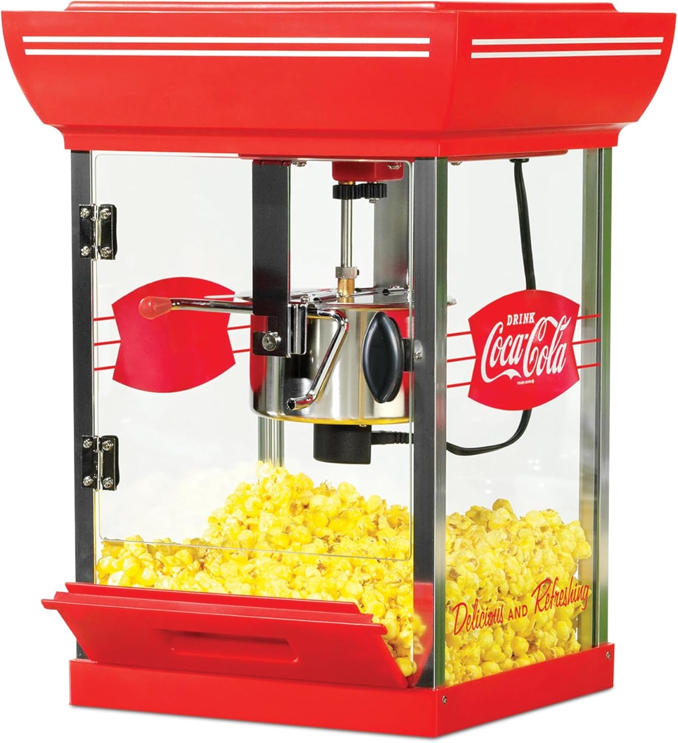 image:imageNostalgia Popcorn Maker Machine  Professional Cart With 25 Oz Kettle Makes Up to 10 Cups  Vintage Popcorn Machine Movie Theater Style  Red amp WhiteCoke Red