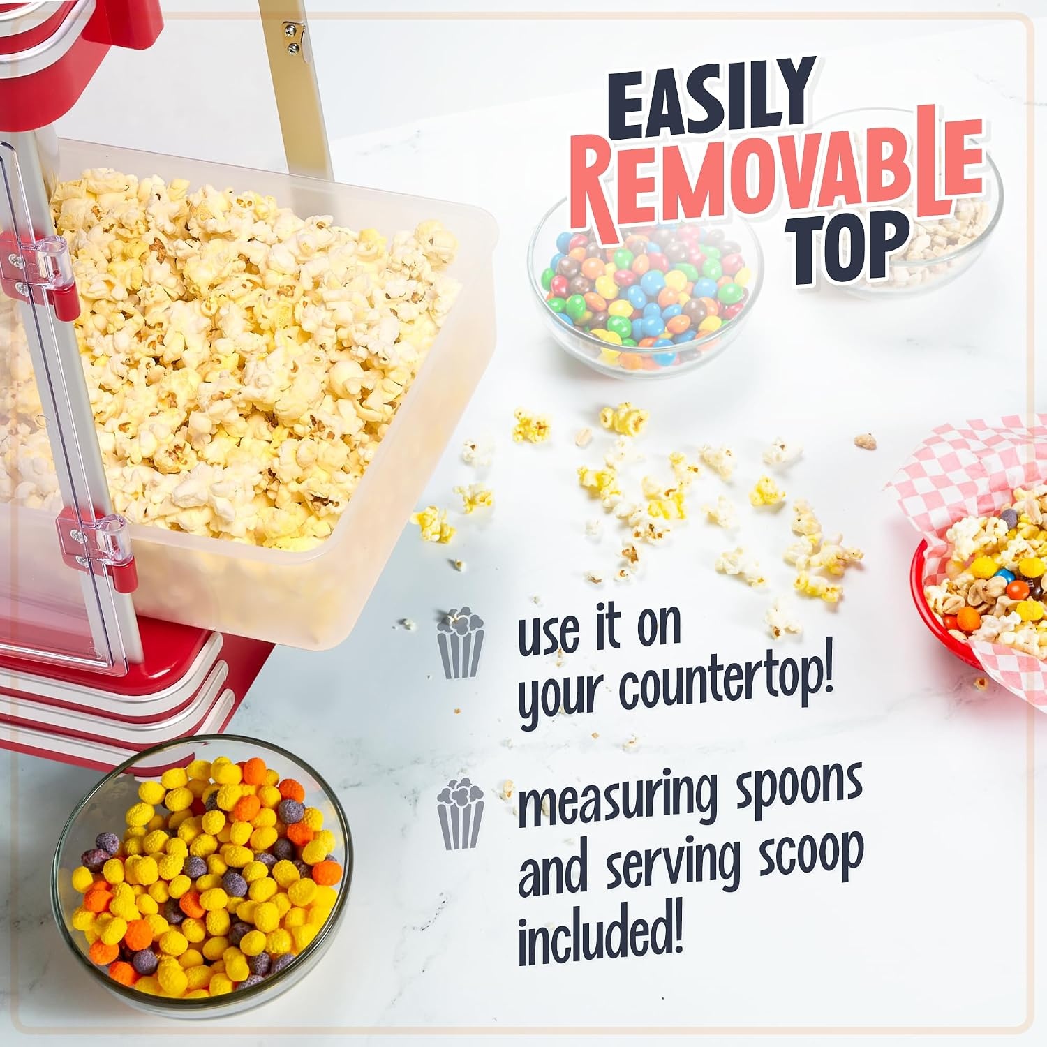 image:imageNostalgia Popcorn Maker Machine  Professional Cart With 25 Oz Kettle Makes Up to 10 Cups  Vintage Popcorn Machine Movie Theater Style  Red amp WhiteMetallic Red