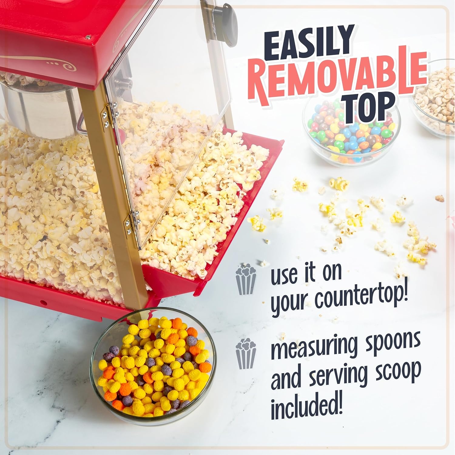 image:imageNostalgia Popcorn Maker Machine  Professional Cart With 25 Oz Kettle Makes Up to 10 Cups  Vintage Popcorn Machine Movie Theater Style  Red amp WhiteRed