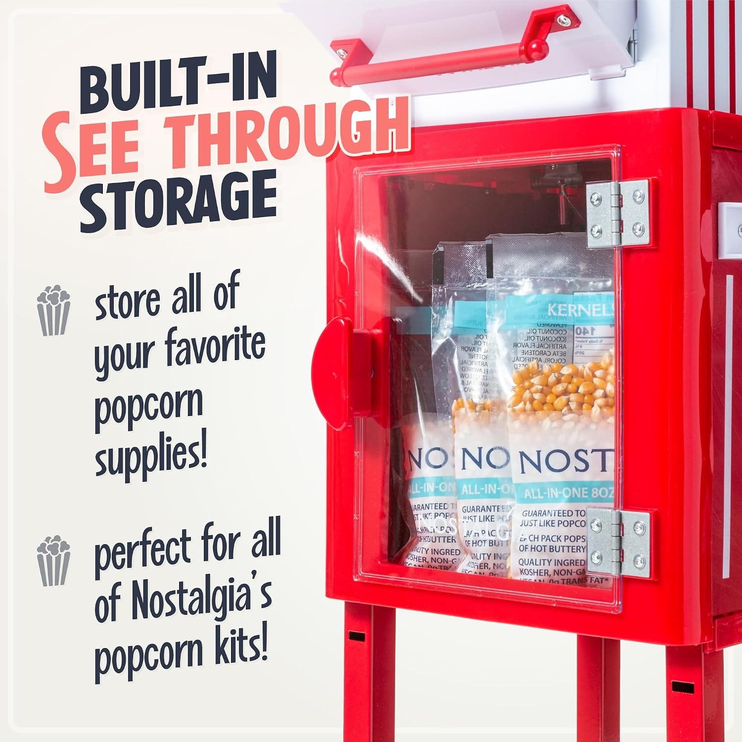 image:imageNostalgia Popcorn Maker Machine  Professional Cart With 25 Oz Kettle Makes Up to 10 Cups  Vintage Popcorn Machine Movie Theater Style  Red amp WhiteRed  White