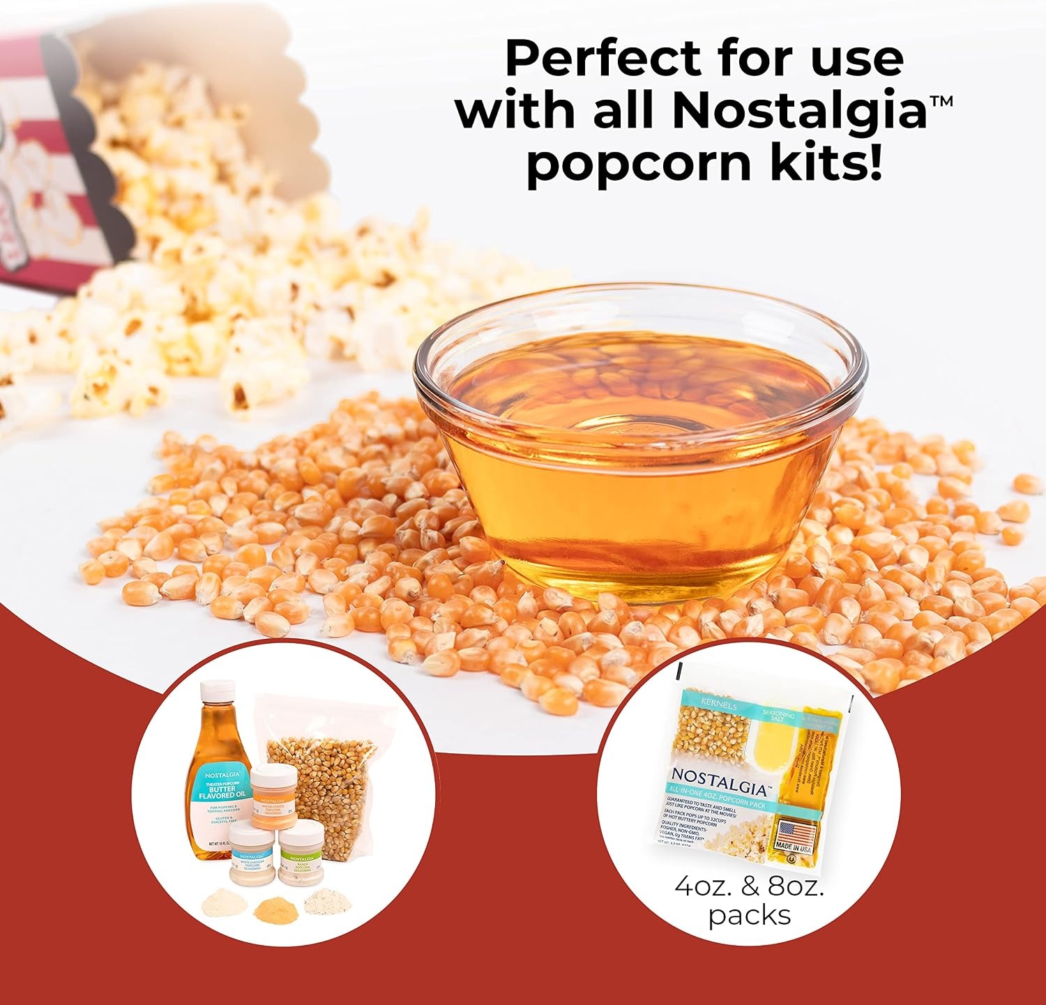 image:imageNostalgia Popcorn Maker Machine  Professional Cart With 25 Oz Kettle Makes Up to 10 Cups  Vintage Popcorn Machine Movie Theater Style  Red amp WhiteRed