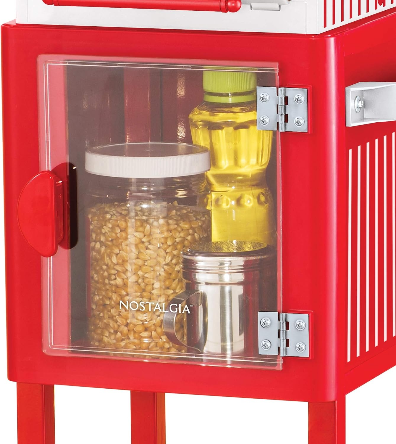 image:imageNostalgia Popcorn Maker Machine  Professional Cart With 25 Oz Kettle Makes Up to 10 Cups  Vintage Popcorn Machine Movie Theater Style  Red amp WhiteRed and White