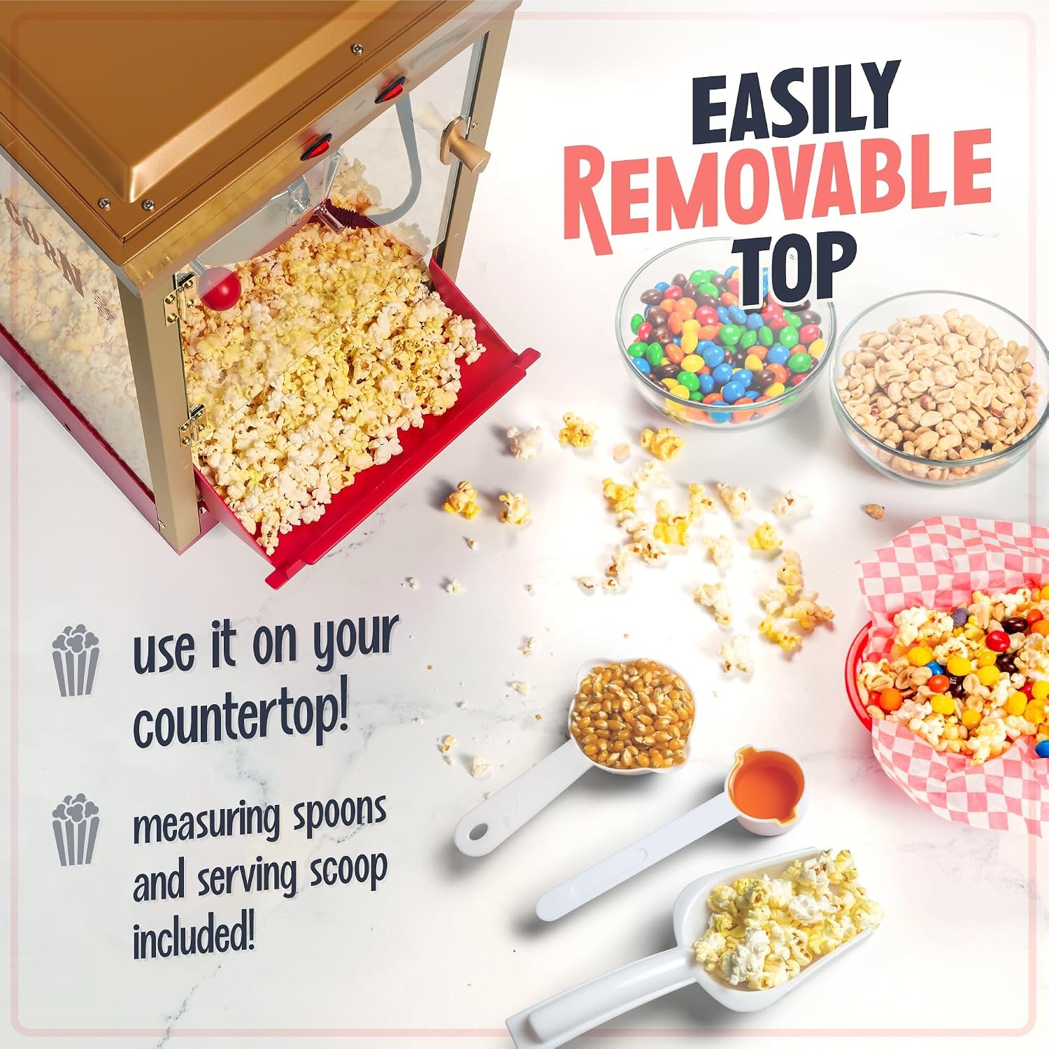 image:imageNostalgia Popcorn Maker Machine  Professional Cart With 25 Oz Kettle Makes Up to 10 Cups  Vintage Popcorn Machine Movie Theater Style  Red amp WhiteRed Candy Cart