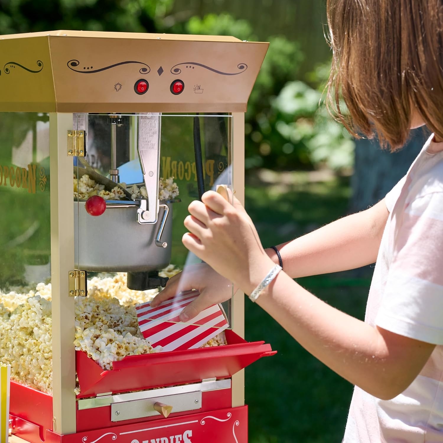 image:imageNostalgia Popcorn Maker Machine  Professional Cart With 25 Oz Kettle Makes Up to 10 Cups  Vintage Popcorn Machine Movie Theater Style  Red amp WhiteRed Candy Cart
