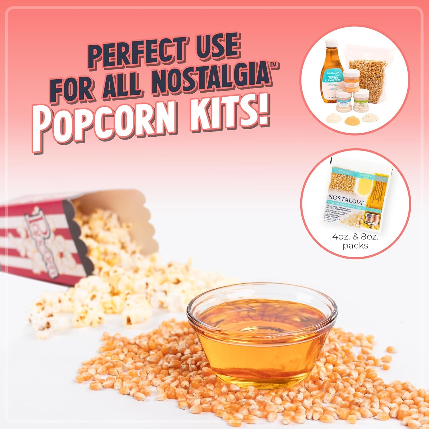 image:imageNostalgia Vintage HotAir Popcorn Maker Machine  Makes Up to 12 Cups  OilFree  Healthier Popcorn  Classic StandUp Cart With Wheels  Includes Kernel Measuring Cup  White amp RedWhiteRed