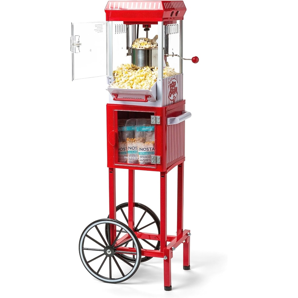 image:imageNostalgia Popcorn Maker Machine  Professional Cart With 25 Oz Kettle Makes Up to 10 Cups  Vintage Popcorn Machine Movie Theater Style  Red amp WhiteRed  White