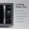 image:imageFarberware 11 Cu Ft Countertop Microwave Oven  1000 Watts Power Auto Cook Settings Defrost Easy Clean and Child Safety Lock  Stainless and BlackBlack Stainless