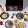 image:imageFarberware 11 Cu Ft Countertop Microwave Oven  1000 Watts Power Auto Cook Settings Defrost Easy Clean and Child Safety Lock  Stainless and BlackMetallic Red