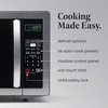 image:imageFarberware 11 Cu Ft Countertop Microwave Oven  1000 Watts Power Auto Cook Settings Defrost Easy Clean and Child Safety Lock  Stainless and BlackStainless Steel