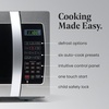 image:imageFarberware 11 Cu Ft Countertop Microwave Oven  1000 Watts Power Auto Cook Settings Defrost Easy Clean and Child Safety Lock  Stainless and BlackStainless Steel
