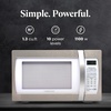 image:imageFarberware 11 Cu Ft Countertop Microwave Oven  1000 Watts Power Auto Cook Settings Defrost Easy Clean and Child Safety Lock  Stainless and BlackWhite Platinum