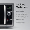 image:imageFarberware 13 Cu Ft Countertop Microwave Oven  1100 Watts Power Auto Cook Settings Defrost Easy Clean and Child Safety Lock  StainlessStainless Steel