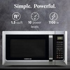 image:imageFarberware 13 Cu Ft Countertop Microwave Oven  1100 Watts Power Auto Cook Settings Defrost Easy Clean and Child Safety Lock  StainlessStainless Steel