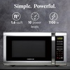 image:imageFarberware 13 Cu Ft Countertop Microwave Oven  1100 Watts Power Auto Cook Settings Defrost Easy Clean and Child Safety Lock  StainlessStainless Steel