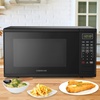 image:imageFarberware Countertop Microwave 900 Watts 09 cu ft  Microwave Oven With LED Lighting and Child Lock  Perfect for Apartments and Dorms  Easy Clean Brushed Stainless SteelBlack