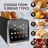 image:imageInspirex Touch Screen Toaster  2 Slice ExtraWide Slots  5 Bread Type and 6 Browning Levels  Defrost Reheat Favorite Single Slot Settings  Stainless SteelBlack