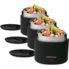 image:imageNostalgia 32Ounce Heated Electric Lunch Box  Travel Size 4 Cup Capacity for Soup Pasta and Leftovers  LeakProof Silicone Sealed Lid Foldable Carry Handle Detachable Cord  ChambrayBlack