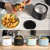 image:imageNostalgia 32Ounce Heated Electric Lunch Box  Travel Size 4 Cup Capacity for Soup Pasta and Leftovers  LeakProof Silicone Sealed Lid Foldable Carry Handle Detachable Cord  ChambrayBlack