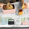 image:imageNostalgia 32Ounce Heated Electric Lunch Box  Travel Size 4 Cup Capacity for Soup Pasta and Leftovers  LeakProof Silicone Sealed Lid Foldable Carry Handle Detachable Cord  ChambrayCherry Blossom