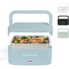 image:imageNostalgia 32Ounce Heated Electric Lunch Box  Travel Size 4 Cup Capacity for Soup Pasta and Leftovers  LeakProof Silicone Sealed Lid Foldable Carry Handle Detachable Cord  ChambrayChambray