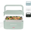 image:imageNostalgia 32Ounce Heated Electric Lunch Box  Travel Size 4 Cup Capacity for Soup Pasta and Leftovers  LeakProof Silicone Sealed Lid Foldable Carry Handle Detachable Cord  ChambraySage