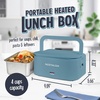 image:imageNostalgia 32Ounce Heated Electric Lunch Box  Travel Size 4 Cup Capacity for Soup Pasta and Leftovers  LeakProof Silicone Sealed Lid Foldable Carry Handle Detachable Cord  ChambrayOcean Blue