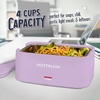 image:imageNostalgia 32Ounce Heated Electric Lunch Box  Travel Size 4 Cup Capacity for Soup Pasta and Leftovers  LeakProof Silicone Sealed Lid Foldable Carry Handle Detachable Cord  ChambrayLavender