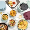image:imageNostalgia 32Ounce Heated Electric Lunch Box  Travel Size 4 Cup Capacity for Soup Pasta and Leftovers  LeakProof Silicone Sealed Lid Foldable Carry Handle Detachable Cord  ChambrayCranberry