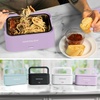 image:imageNostalgia 32Ounce Heated Electric Lunch Box  Travel Size 4 Cup Capacity for Soup Pasta and Leftovers  LeakProof Silicone Sealed Lid Foldable Carry Handle Detachable Cord  ChambrayLavender