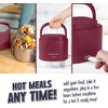 image:imageNostalgia 32Ounce Heated Electric Lunch Box  Travel Size 4 Cup Capacity for Soup Pasta and Leftovers  LeakProof Silicone Sealed Lid Foldable Carry Handle Detachable Cord  ChambrayCranberry