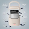 image:imageNostalgia 32Ounce Heated Electric Lunch Box  Travel Size 4 Cup Capacity for Soup Pasta and Leftovers  LeakProof Silicone Sealed Lid Foldable Carry Handle Detachable Cord  ChambrayOatmeal