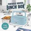 image:imageNostalgia 32Ounce Heated Electric Lunch Box  Travel Size 4 Cup Capacity for Soup Pasta and Leftovers  LeakProof Silicone Sealed Lid Foldable Carry Handle Detachable Cord  ChambrayChambray