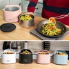 image:imageNostalgia 32Ounce Heated Electric Lunch Box  Travel Size 4 Cup Capacity for Soup Pasta and Leftovers  LeakProof Silicone Sealed Lid Foldable Carry Handle Detachable Cord  ChambrayCherry Blossom