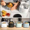 image:imageNostalgia 32Ounce Heated Electric Lunch Box  Travel Size 4 Cup Capacity for Soup Pasta and Leftovers  LeakProof Silicone Sealed Lid Foldable Carry Handle Detachable Cord  ChambrayWhite