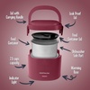 image:imageNostalgia 32Ounce Heated Electric Lunch Box  Travel Size 4 Cup Capacity for Soup Pasta and Leftovers  LeakProof Silicone Sealed Lid Foldable Carry Handle Detachable Cord  ChambrayCranberry