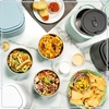 image:imageNostalgia 32Ounce Heated Electric Lunch Box  Travel Size 4 Cup Capacity for Soup Pasta and Leftovers  LeakProof Silicone Sealed Lid Foldable Carry Handle Detachable Cord  ChambrayWhite