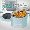 image:imageNostalgia 32Ounce Heated Electric Lunch Box  Travel Size 4 Cup Capacity for Soup Pasta and Leftovers  LeakProof Silicone Sealed Lid Foldable Carry Handle Detachable Cord  ChambrayChambray