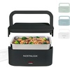 image:imageNostalgia 32Ounce Heated Electric Lunch Box  Travel Size 4 Cup Capacity for Soup Pasta and Leftovers  LeakProof Silicone Sealed Lid Foldable Carry Handle Detachable Cord  ChambrayBlack