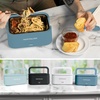 image:imageNostalgia 32Ounce Heated Electric Lunch Box  Travel Size 4 Cup Capacity for Soup Pasta and Leftovers  LeakProof Silicone Sealed Lid Foldable Carry Handle Detachable Cord  ChambrayOcean Blue