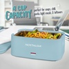 image:imageNostalgia 32Ounce Heated Electric Lunch Box  Travel Size 4 Cup Capacity for Soup Pasta and Leftovers  LeakProof Silicone Sealed Lid Foldable Carry Handle Detachable Cord  ChambrayChambray