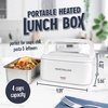 image:imageNostalgia 32Ounce Heated Electric Lunch Box  Travel Size 4 Cup Capacity for Soup Pasta and Leftovers  LeakProof Silicone Sealed Lid Foldable Carry Handle Detachable Cord  ChambrayWhite