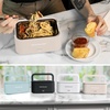 image:imageNostalgia 32Ounce Heated Electric Lunch Box  Travel Size 4 Cup Capacity for Soup Pasta and Leftovers  LeakProof Silicone Sealed Lid Foldable Carry Handle Detachable Cord  ChambrayOatmeal