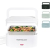 image:imageNostalgia 32Ounce Heated Electric Lunch Box  Travel Size 4 Cup Capacity for Soup Pasta and Leftovers  LeakProof Silicone Sealed Lid Foldable Carry Handle Detachable Cord  ChambrayWhite