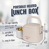 image:imageNostalgia 32Ounce Heated Electric Lunch Box  Travel Size 4 Cup Capacity for Soup Pasta and Leftovers  LeakProof Silicone Sealed Lid Foldable Carry Handle Detachable Cord  ChambrayOatmeal