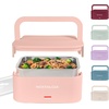 image:imageNostalgia 32Ounce Heated Electric Lunch Box  Travel Size 4 Cup Capacity for Soup Pasta and Leftovers  LeakProof Silicone Sealed Lid Foldable Carry Handle Detachable Cord  ChambrayCherry Blossom