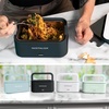 image:imageNostalgia 32Ounce Heated Electric Lunch Box  Travel Size 4 Cup Capacity for Soup Pasta and Leftovers  LeakProof Silicone Sealed Lid Foldable Carry Handle Detachable Cord  ChambrayBlack